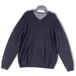 Mens Black Tight-Knit Long Sleeve V-Neck Pullover Sweater Size 2XL alternative image
