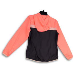 Womens Pink Gray Long Sleeve Hooded Full-Zip Windbreaker Jacket Size XS alternative image