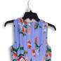 NWT Womens Blue Pink Floral Round Neck Back Zip A-Line Dress Size 4 image number 4