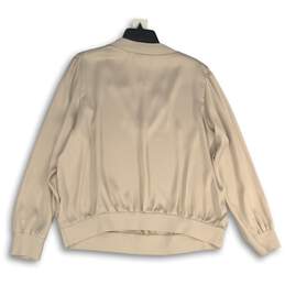 NWT Womens Beige Satin Long Sleeve V-Neck Pullover Blouse Top Size XL alternative image