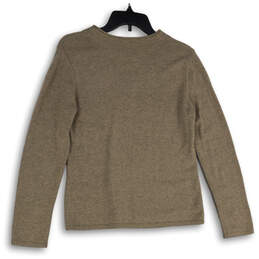 Womens Beige Knitted V-Neck Long Sleeve Pullover Sweater Size Medium alternative image