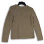 Womens Beige Knitted V-Neck Long Sleeve Pullover Sweater Size Medium image number 2