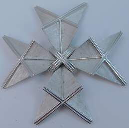 Vintage Crown Trifari Brushed Silver Tone Geometric Cross X Star Brooch 30.3g alternative image