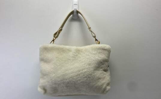 Lisa Conte Italy Ivory Shearling Lambskin Fur Shoulder Satchel Bag image number 1