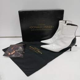 Donald J Pliner Women's ROBE-PT06 Couture White Patent Leather Booties Size 8M