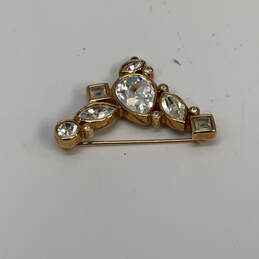 Designer Swarovski Gold-Tone Clear Crystal Cut Drop Stone Brooch Pin alternative image