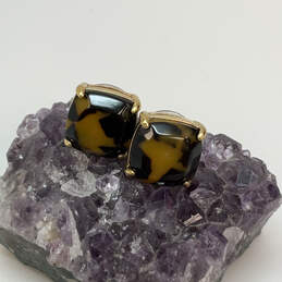 Designer Kate Spade Gold-Tone Shell Tortoise Small Square Stud Earrings