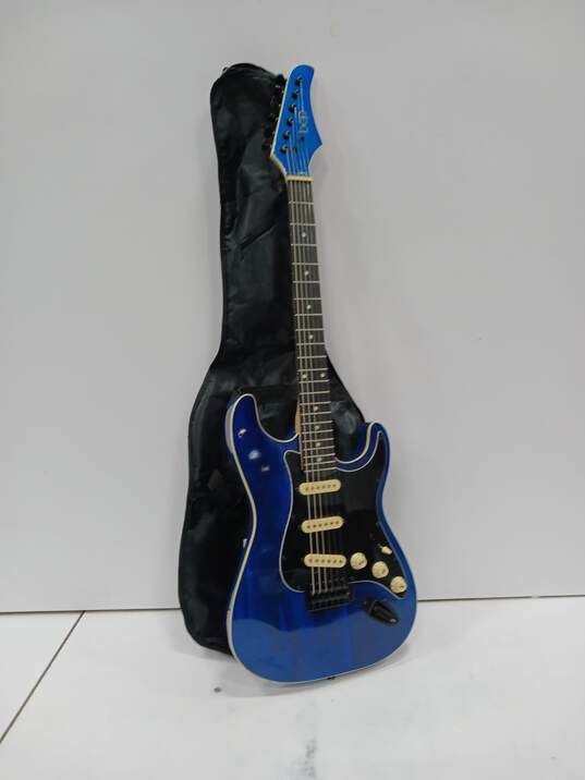 BCP Blue Electric Guitar In Gig Bag image number 1