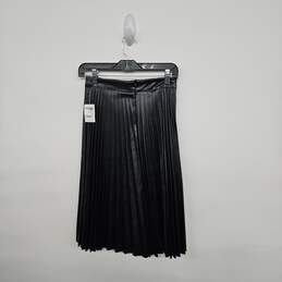 Black Pleated Faux Leather Skirt alternative image