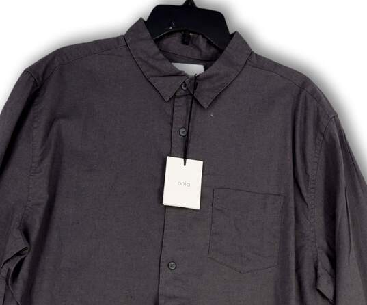 NWT Mens Gray Long Sleeve Spread Collar Pocket Button-Up Shirt Size XL image number 3