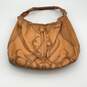 Cole Haan Womens Tan Swirl Pattern Leather Handle Zipper Pocket Hobo Bag Purse image number 1