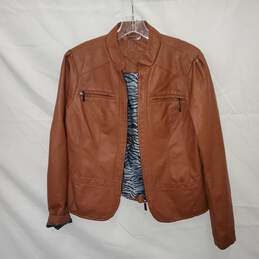 Jou Jou Faux Leather Full Zip Brown Jacket Size L