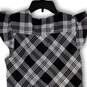Womens White Black Plaid Front Knot Sleeveless Pullover Blouse Top Size M image number 4