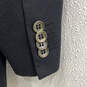 Mens Black Long Sleeve Peak Lapel Pockets Classic Two Button Blazer Sz 50 R image number 5