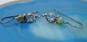 Vintage 925 Etched Bangle Bracelet & Heart Pendant Necklace w/ Blue Topaz & Peridot Earrings 25g image number 6