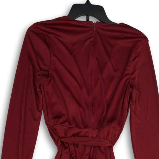 Altuzarra Womens Red Tassel V-Neck Long Sleeve Back Zip Wrap Dress Size Small image number 4