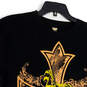 Mens Black Graphic Short Sleeve Crew Neck Stretch Pullover T-Shirt Size L image number 1