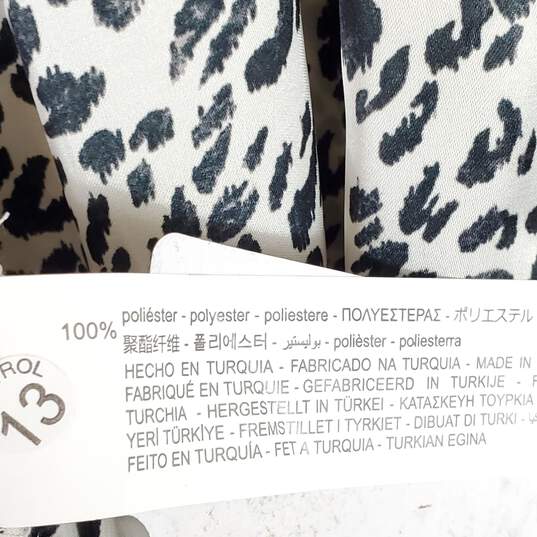 Zara Women White Leopard Print Split Skirt L NWT image number 4
