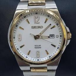 Seiko 41mm Case Solar 100m Classic Men's 2-tone stainless steel Quartz Watch