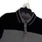 Mens Black Gray Short Sleeve Collared Front Button Polo Shirt Size L image number 3
