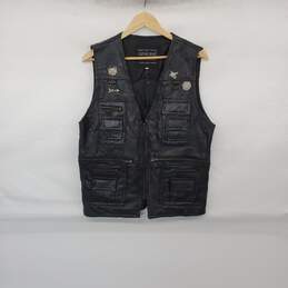Navarre Leather Company Black Lined Leather Vest MN Size L