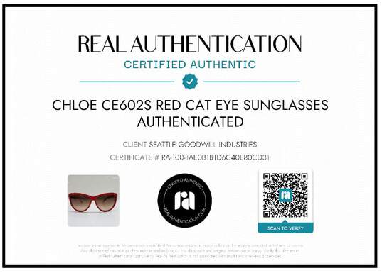 AUTHENTICATED CHLOE CE602S RED CAT EYE SUNGLASSES W/ CASE image number 2