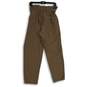 Womens Brown Pleated Waist Tie Zip Pocket Straight Leg Paperbag Pants Size 10 image number 2