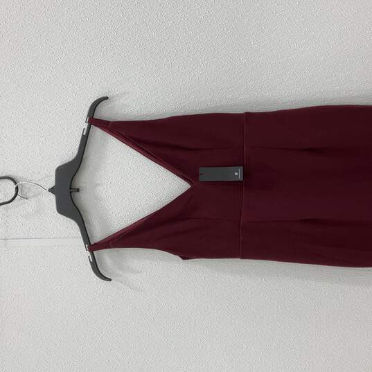 NWT Lulus Womens Maroon V-Neck Sleeveless Back-Zip Maxi Dress Size Small image number 2