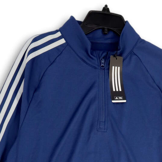 NWT Mens Blue Long Sleeve 1/4 Zip Mock Neck Activewear Track Jacket Size XL image number 3