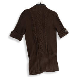 Womens Brown Knitted V-Neck Button Front Cardigan Sweater Size Small alternative image