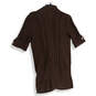 Womens Brown Knitted V-Neck Button Front Cardigan Sweater Size Small image number 2