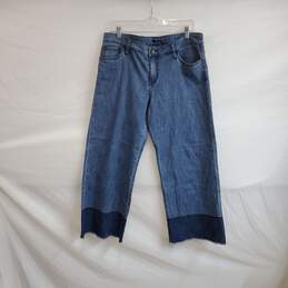Kut From The Kloth Blue Cotton Raw Hem Wide Leg Jeans WM Size 12