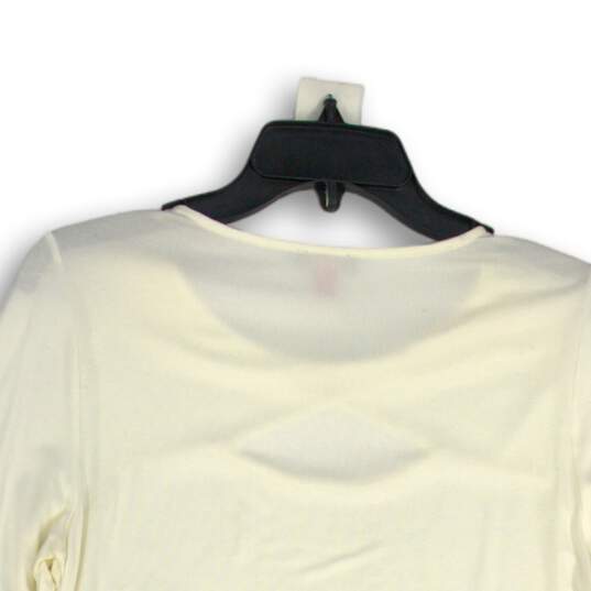 Womens White Long Sleeve Round Neck Front Cut Out Pullover Sweater Size M image number 4