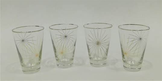 Vintage MCM Libbey Granada Atomic Starburst Barware Drinking Glasses Set of 4 image number 1