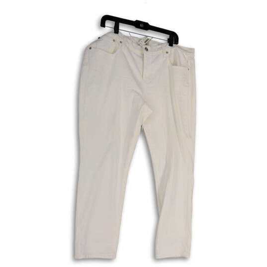 Womens White Denim Pockets Light Wash Comfort Straight Leg Jeans Size 34 image number 1