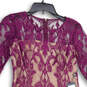 NWT Womens Purple Ikat Lace Round Neck Back Zip Sheath Dress Size 6 image number 3