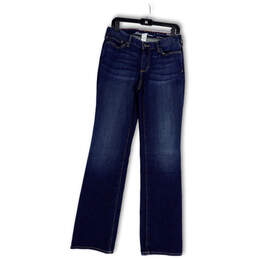 Womens Blue Denim Medium Wash Stretch Pockets Curvy Bootcut Leg Jeans Size 8L