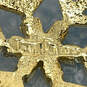 Designer Joan Rivers Gold-Tone Crystal Clear Stone Snowflake Brooch Pin image number 3