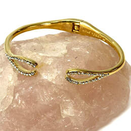 Designer Kate Spade Gold-Tone Rhinestone Wishbone Cuff Bracelet w/ Dust Bag alternative image