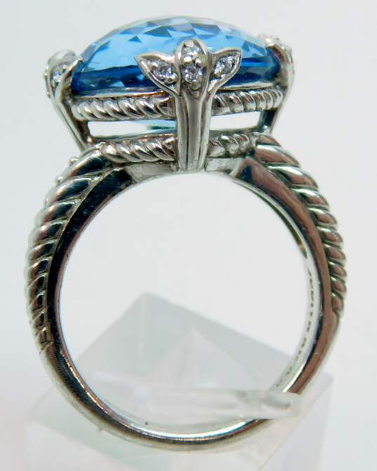 Judith Ripka Designer 925 Blue Spinel & Cubic Zirconia Statement Ring 11.8g image number 2
