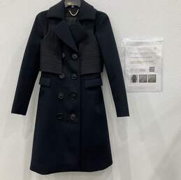 Burberry Double Breasted Dark Navy Blue Coat