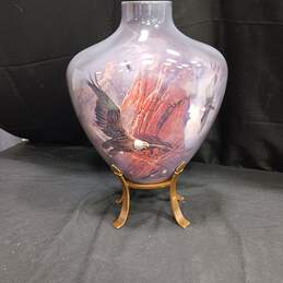 Ted Blaylock Painted Porcelain Art Vase w/Stand alternative image