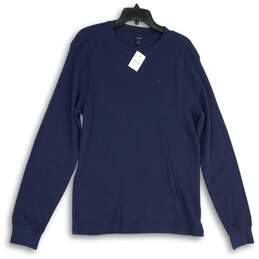 NWT J. Crew Mens Navy Blue Knitted Crew Neck Long Sleeve Pullover Sweater Size L