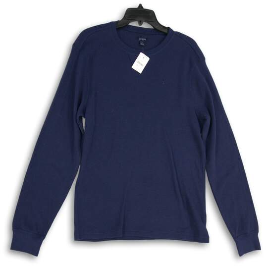NWT J. Crew Mens Navy Blue Knitted Crew Neck Long Sleeve Pullover Sweater Size L image number 1