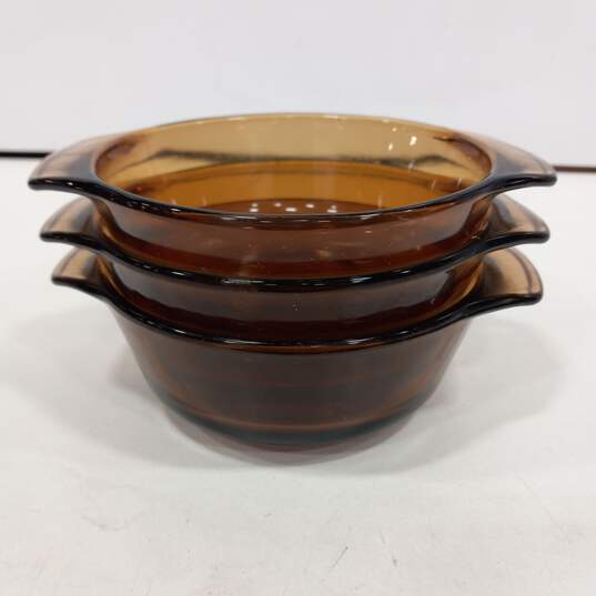 Bundle of 3 Brown Glass Anchor Hocking Fire-King Bowls image number 1