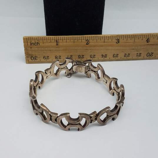 Sterling Mexico Open Work Designer Inspired 7" Bracelet w/Safety Chain 40.8g image number 6