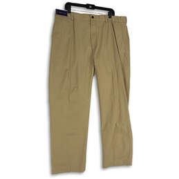 NWT Mens Khaki Flat Front Slash Pocket Straight Leg Dress Pants Size 42x32
