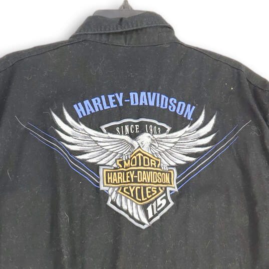 Mens Black Harley Davidson Motorcycle 115 Sleeveless Button-Up Shirt Sz 2XL image number 4