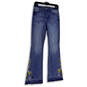 Womens Blue Denim Medium Wash Pockets Embroidered Bootcut Leg Jeans Size 5 image number 1