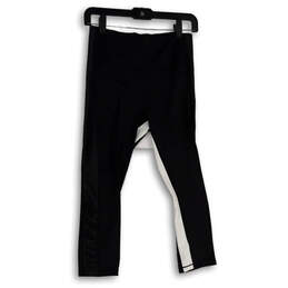 Womens Black Elastic Waist Activewear Pull-On Capri Leggings Size Small